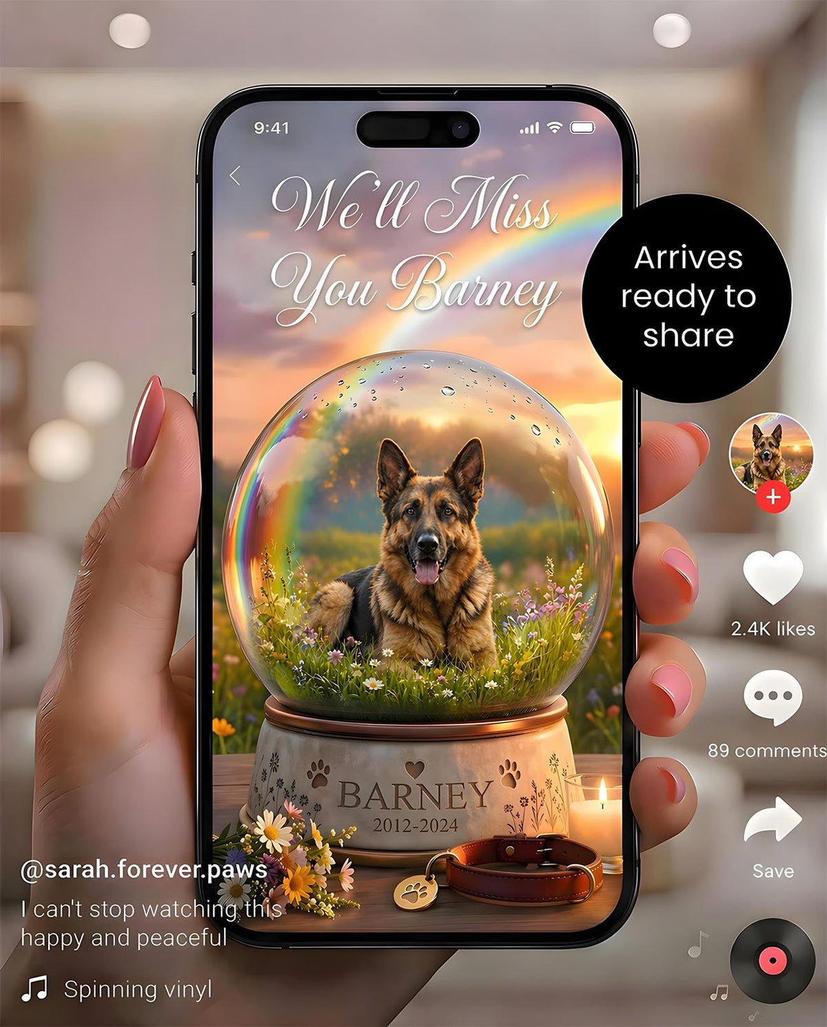 Personalised Dog Memorial Snow Globe Keepsake | Rainbow Bridge Tribute