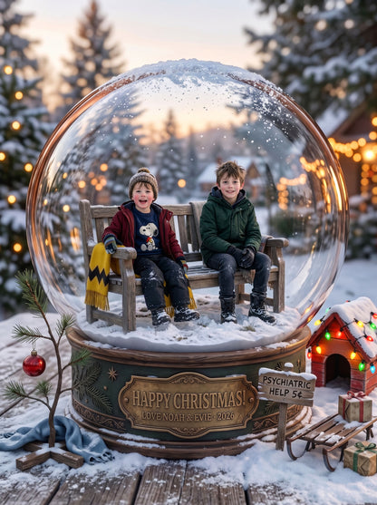 Christmas Movie, Song & Story Worlds — Custom Snow Globe Keepsake (Framed Print, Animated Video or Digital)
