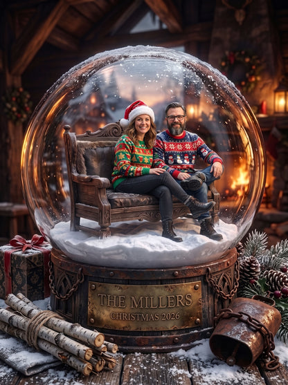 Christmas Movie, Song & Story Worlds — Custom Snow Globe Keepsake (Framed Print, Animated Video or Digital)