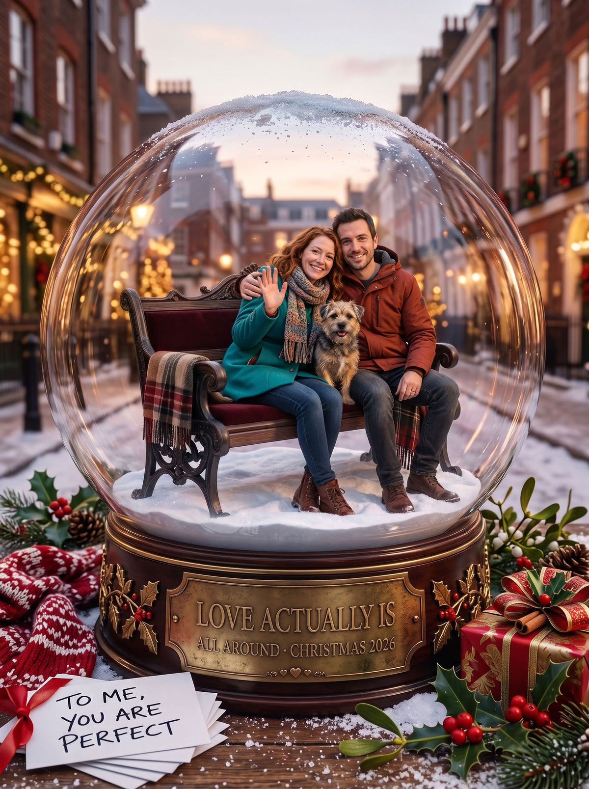 Christmas Movie, Song & Story Worlds — Custom Snow Globe Keepsake (Framed Print, Animated Video or Digital)