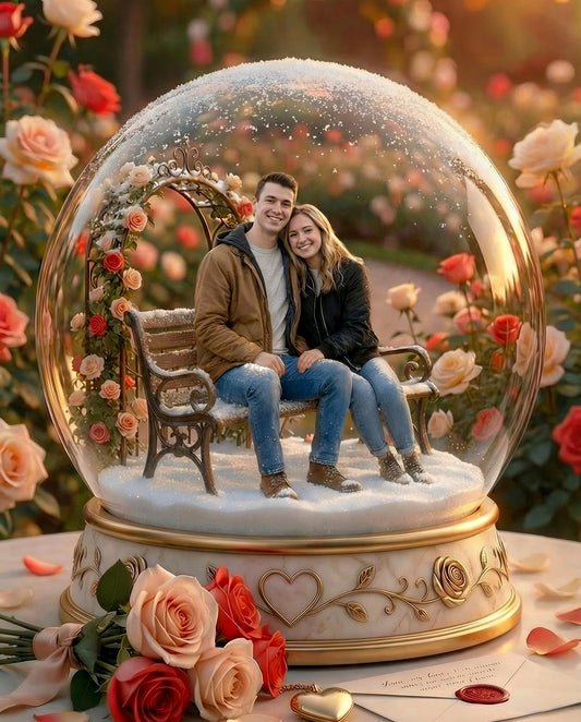 Custom Rose Garden Snow Globe | Animated Valentine Keepsake