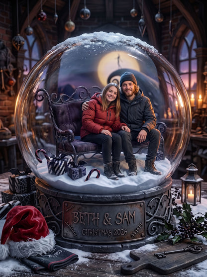 Christmas Movie, Song & Story Worlds — Custom Snow Globe Keepsake (Framed Print, Animated Video or Digital)