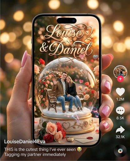 Custom Rose Garden Snow Globe | Animated Valentine Keepsake
