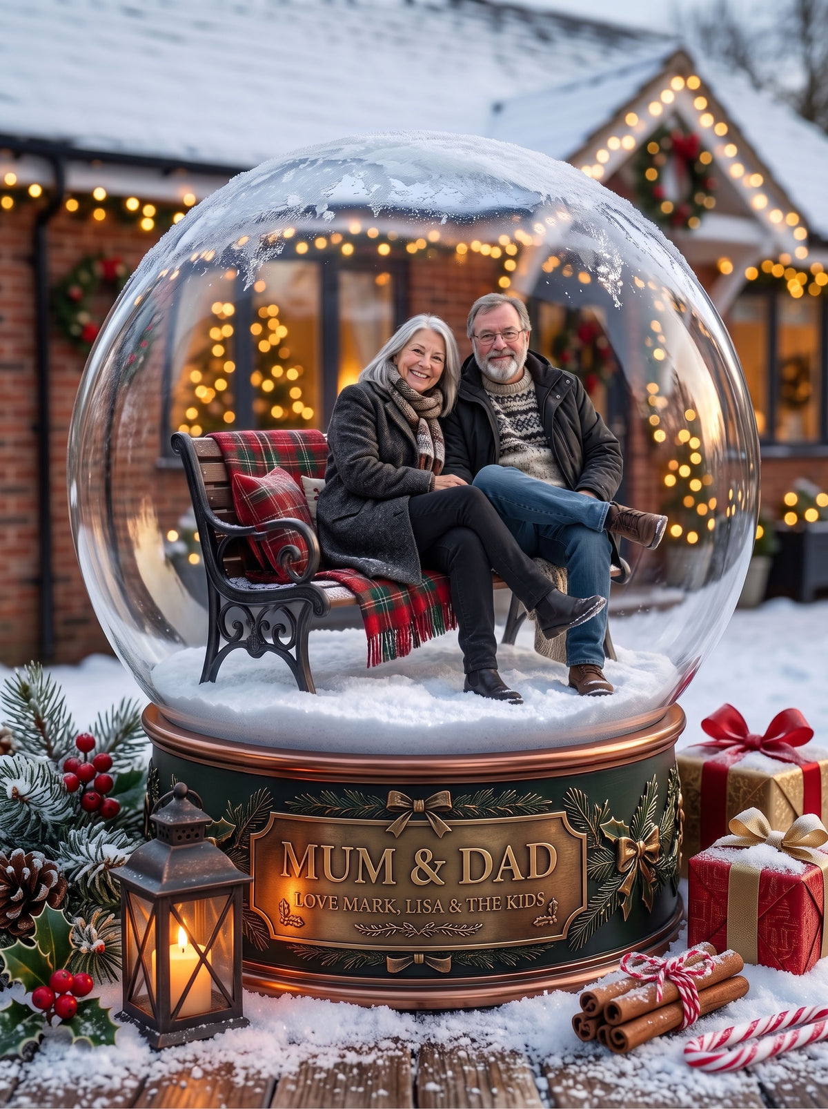 Classic Christmas Snow Globe Worlds — Custom Festive Keepsake (Framed Print, Animated Video or Digital)
