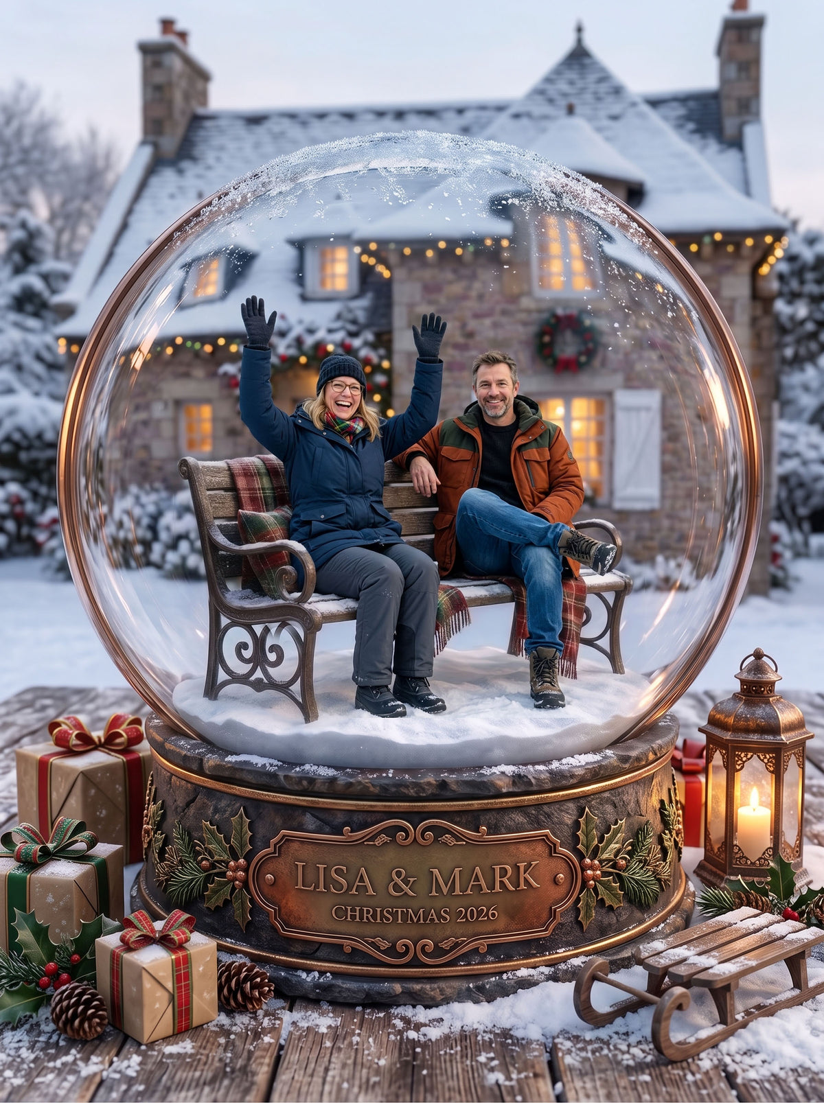 Classic Christmas Snow Globe Worlds — Custom Festive Keepsake (Framed Print, Animated Video or Digital)