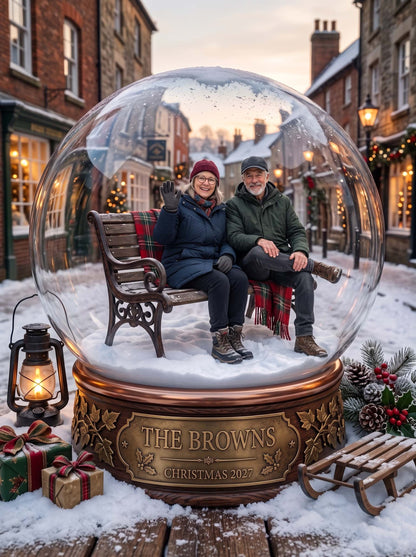 Personalised 'Christmas in Your Town' Snow Globe Framed Print & Keepsake