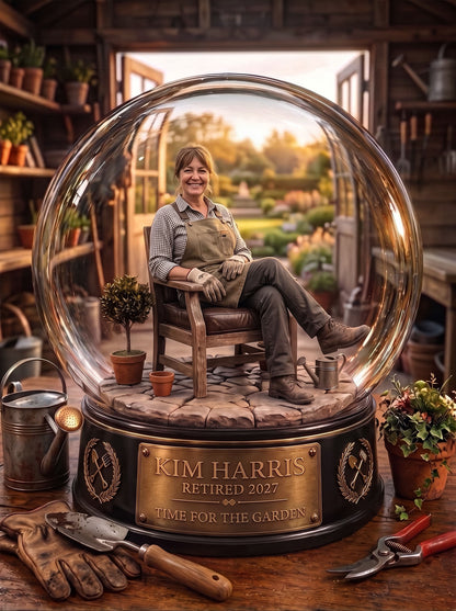 Personalised Retirement Keepsake Snow Globe Artwork & Framed Print