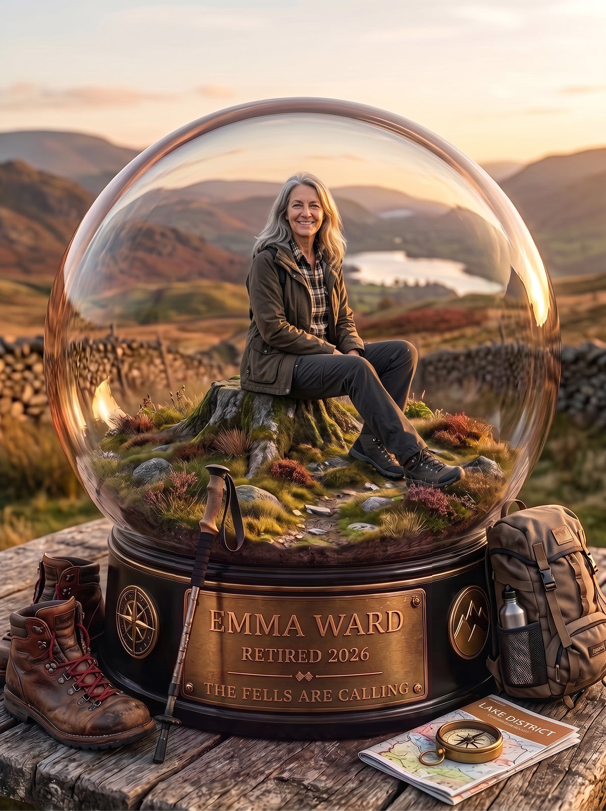 Personalised Retirement Keepsake Snow Globe Artwork & Framed Print