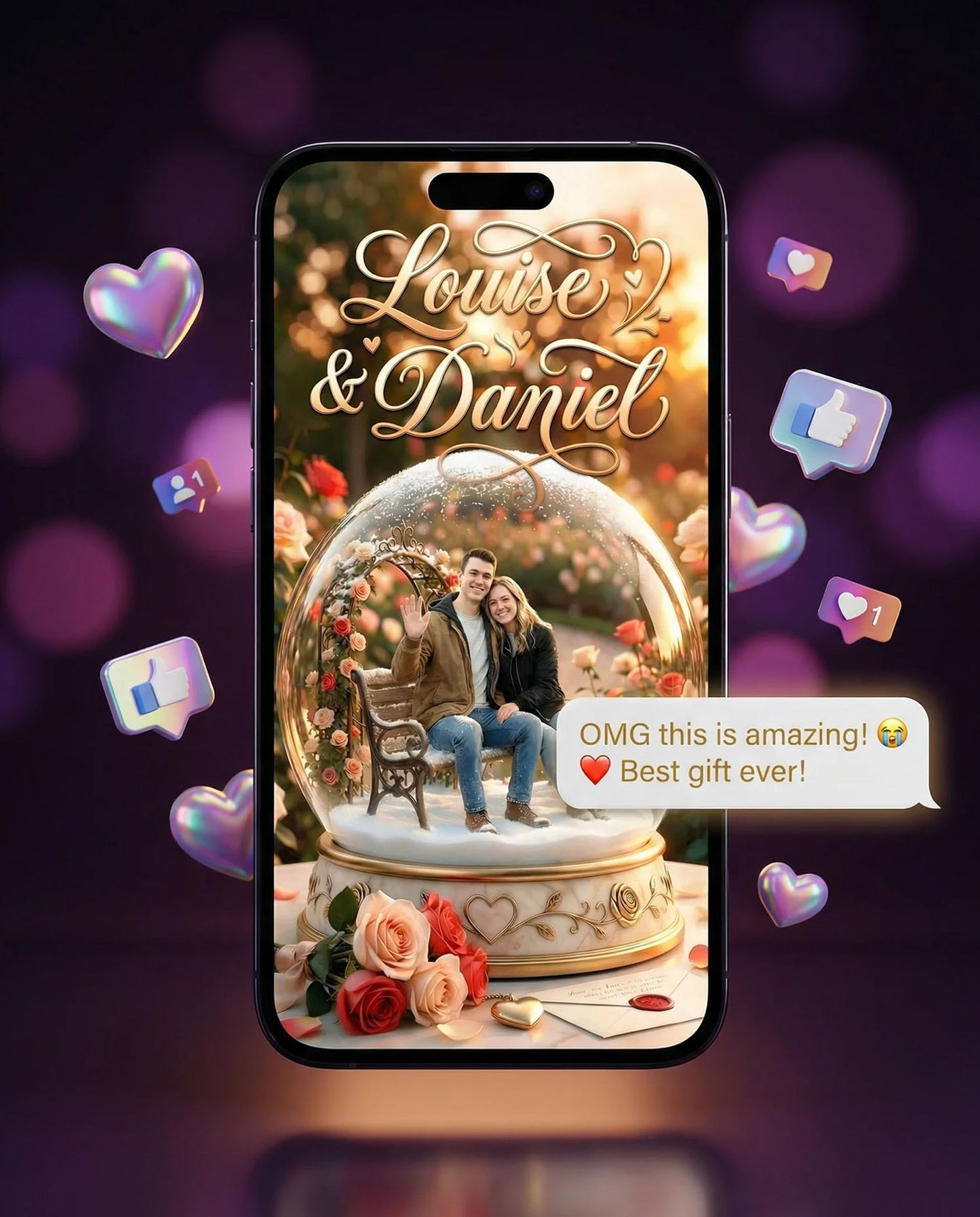Custom Rose Garden Snow Globe | Animated Valentine Keepsake