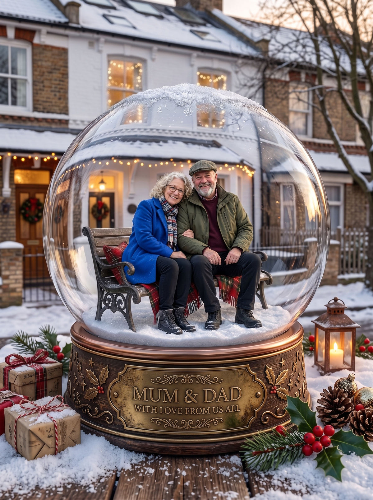 Classic Christmas Snow Globe Worlds — Custom Festive Keepsake (Framed Print, Animated Video or Digital)
